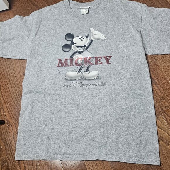 Mickey Mouse VTG Lg T-shirt Walt Disney World Tag Black‎ & White Mickey Graphic - Picture 1 of 5
